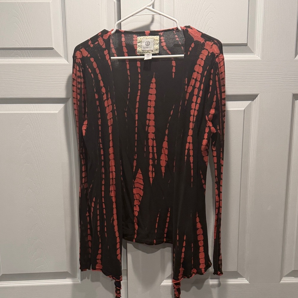 Element Women’s Black & Red Long-Sleeve Tie-Front Top